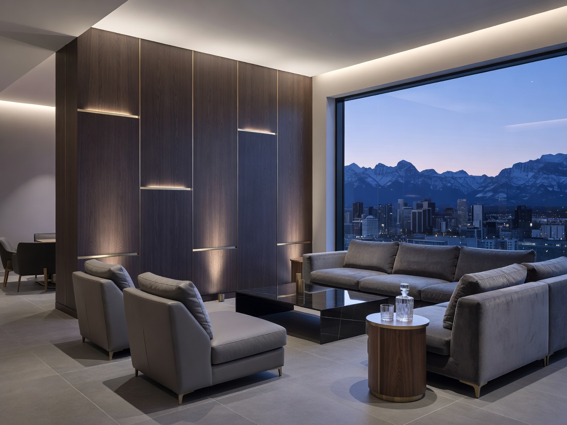 Sleek interior design of a Calgary luxury resort lounge